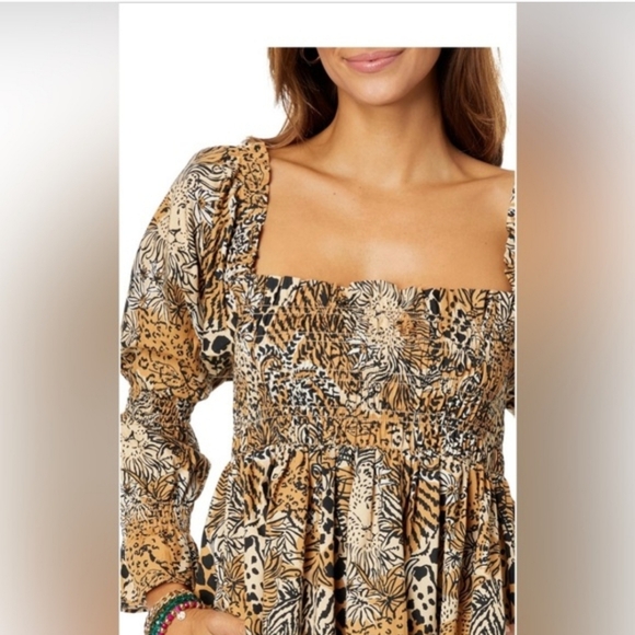 NWT Lilly Pulitzer Animal Print Puff Sleeve Dress - Picture 3 of 6